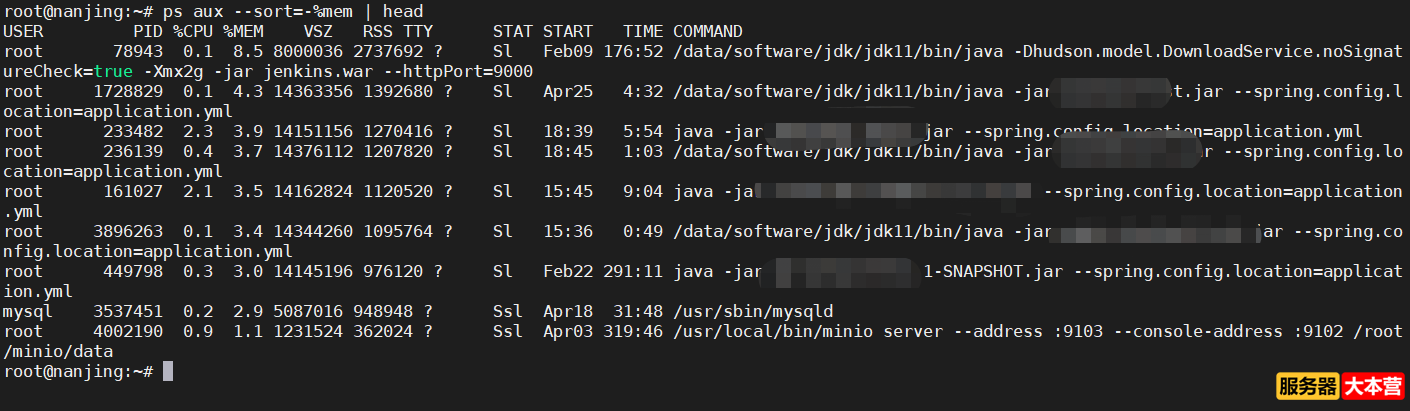 Linux查看内存使用率